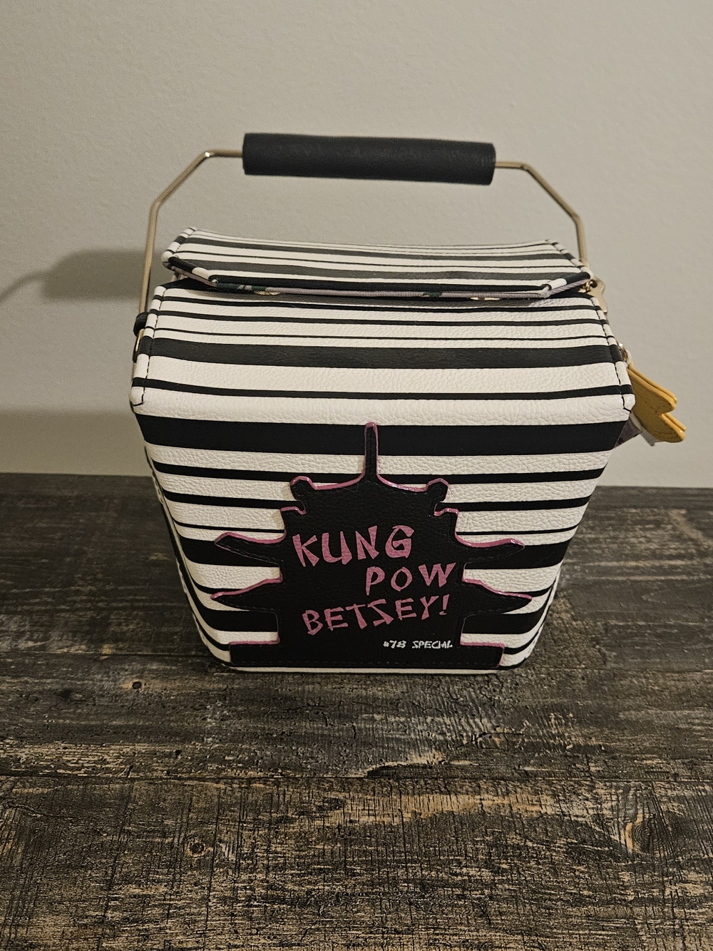 Betsey Johnson Black & White Striped 'Kung Pow Betsey' Takeour Box Purse